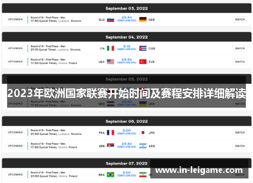 2023年欧洲国家联赛开始时间及赛程安排详细解读 2023年欧洲国家联赛开始时间及赛程安排详细解读